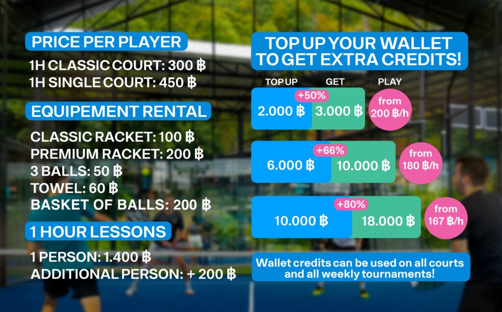Price list Padel Paradise